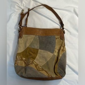 Fossil Vintage Leather Patchwork Hobo shoulder bag  EUC